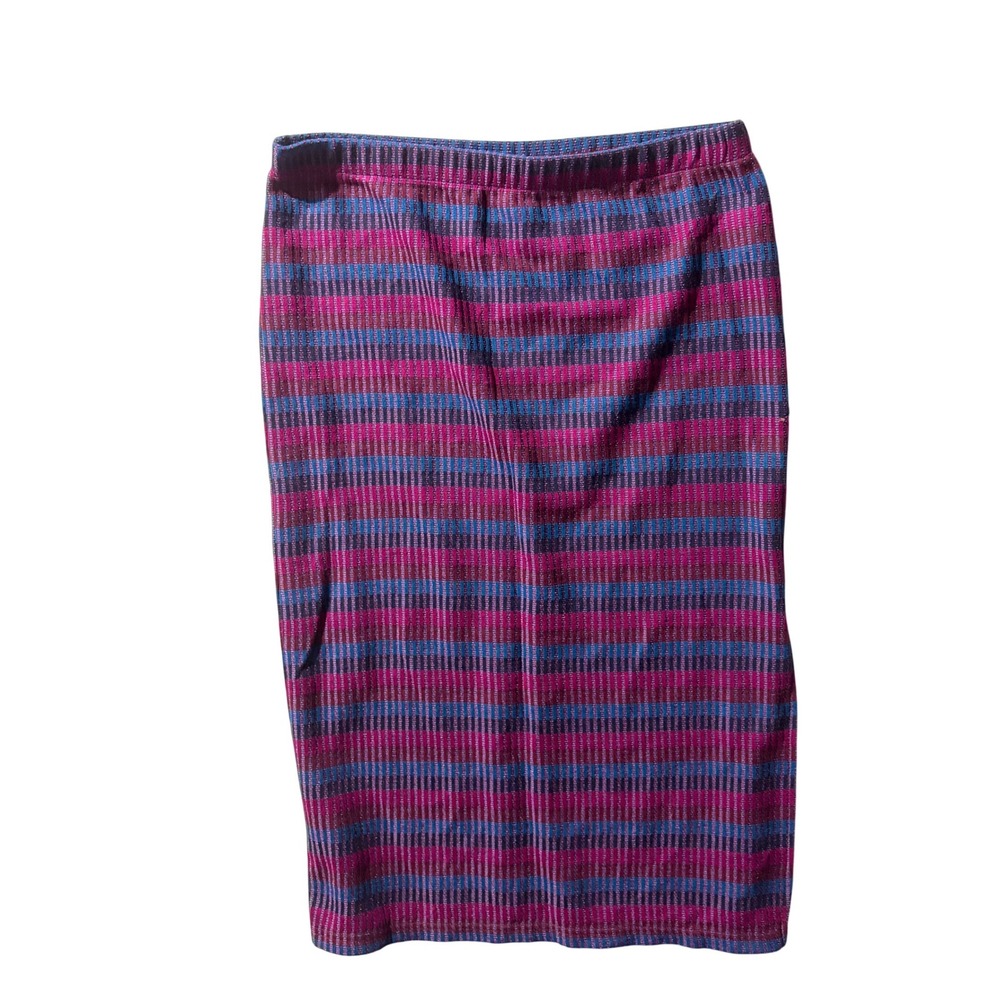 Time and Tru Womens Pencil Skirt Striped Knit Elastic Waist Size L